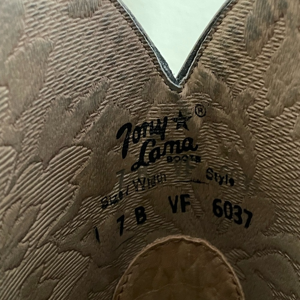TONY LAMA White Brown Rust Cow Pony Print Calf Hair Western Cowgirl Leather Boot - Picture 13 of 16